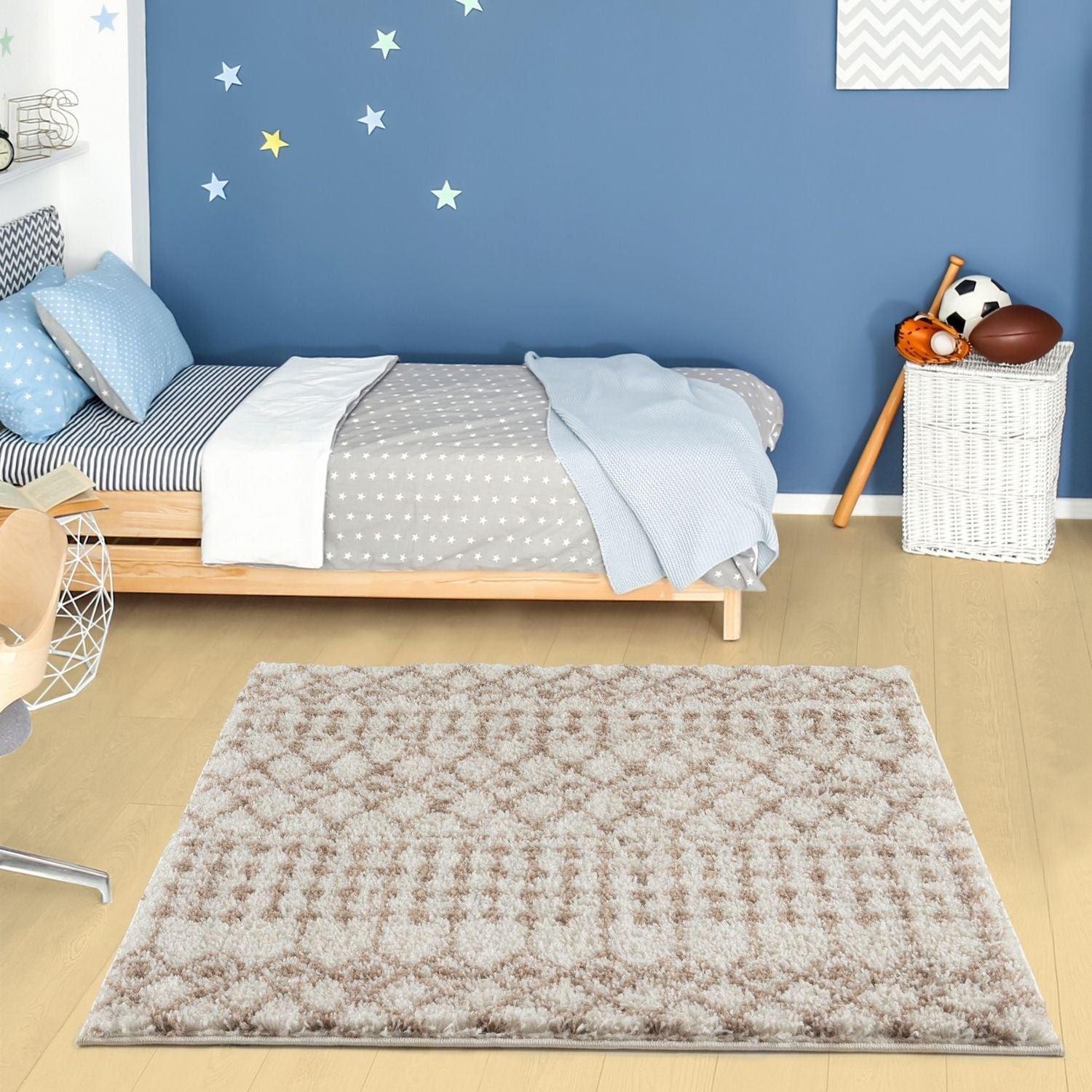 Moroccan Ivory Beige Shaggy Rug | 1030 - Bargainia.com - 5056584541694 - 3607