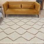 Moroccan Ivory Beige Shaggy Rug | 830 - Bargainia.com - 