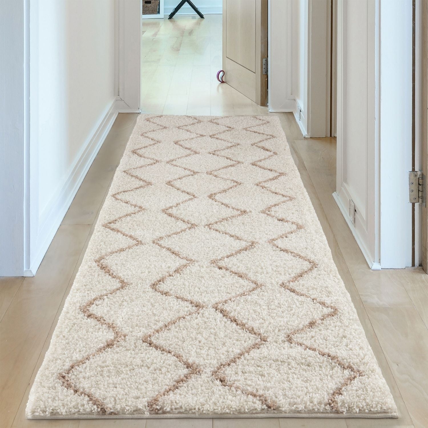 Moroccan Ivory Beige Shaggy Rug | 830 - Bargainia.com - 5056584513615 - 3485