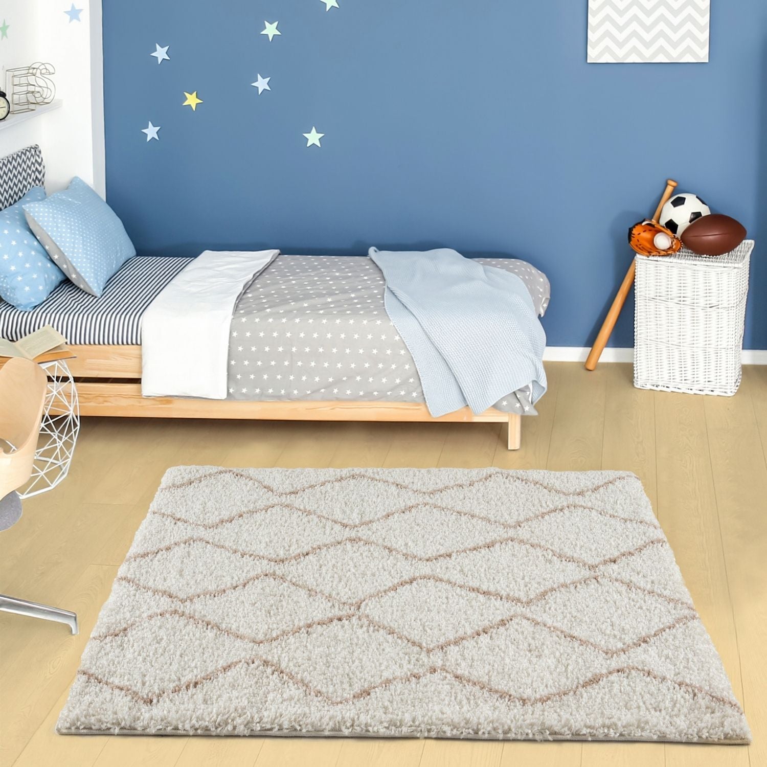 Moroccan Ivory Beige Shaggy Rug | 830 - Bargainia.com - 