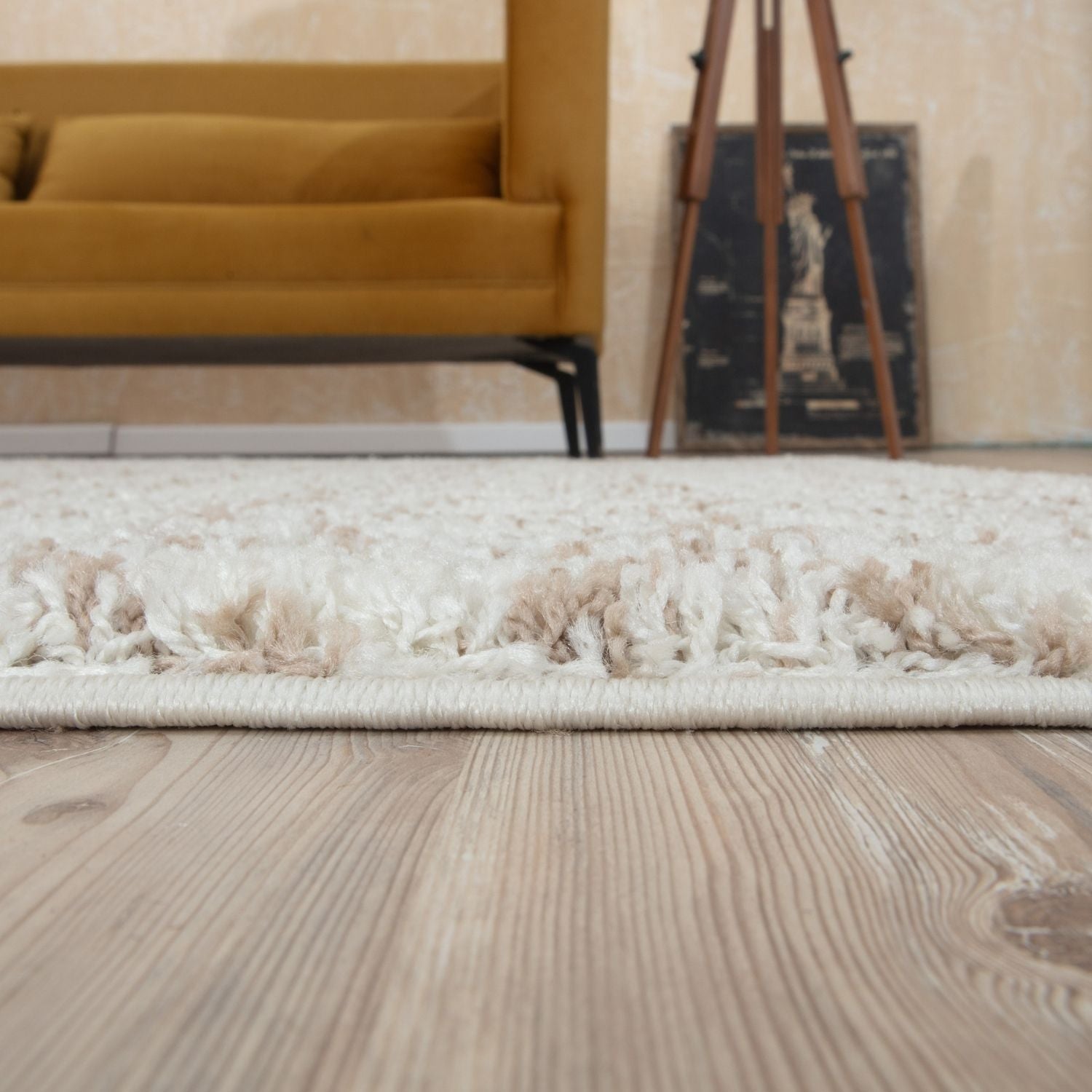 Moroccan Ivory Beige Shaggy Rug | 930 - Bargainia.com - 