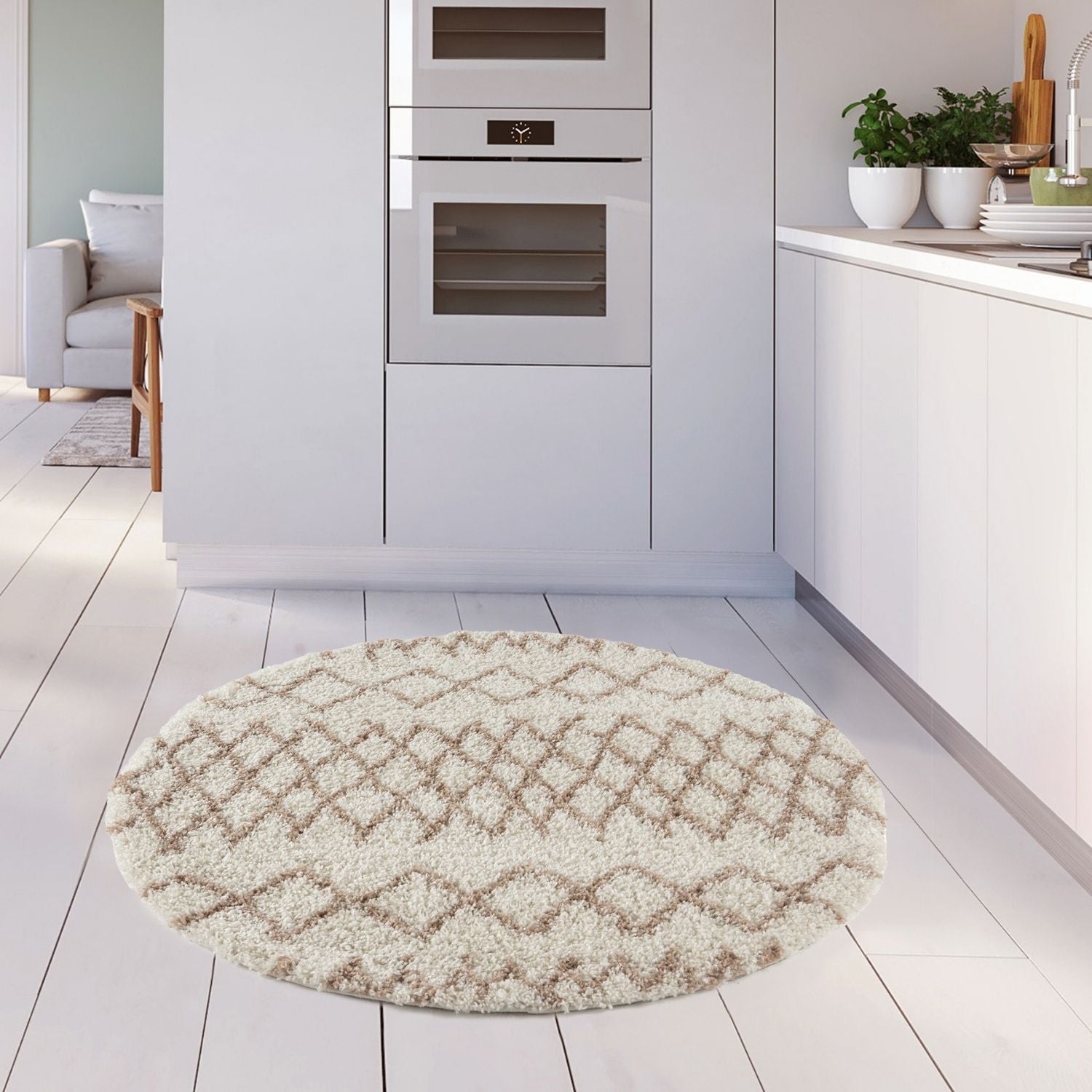 Moroccan Ivory Beige Shaggy Rug | 930 - Bargainia.com - 