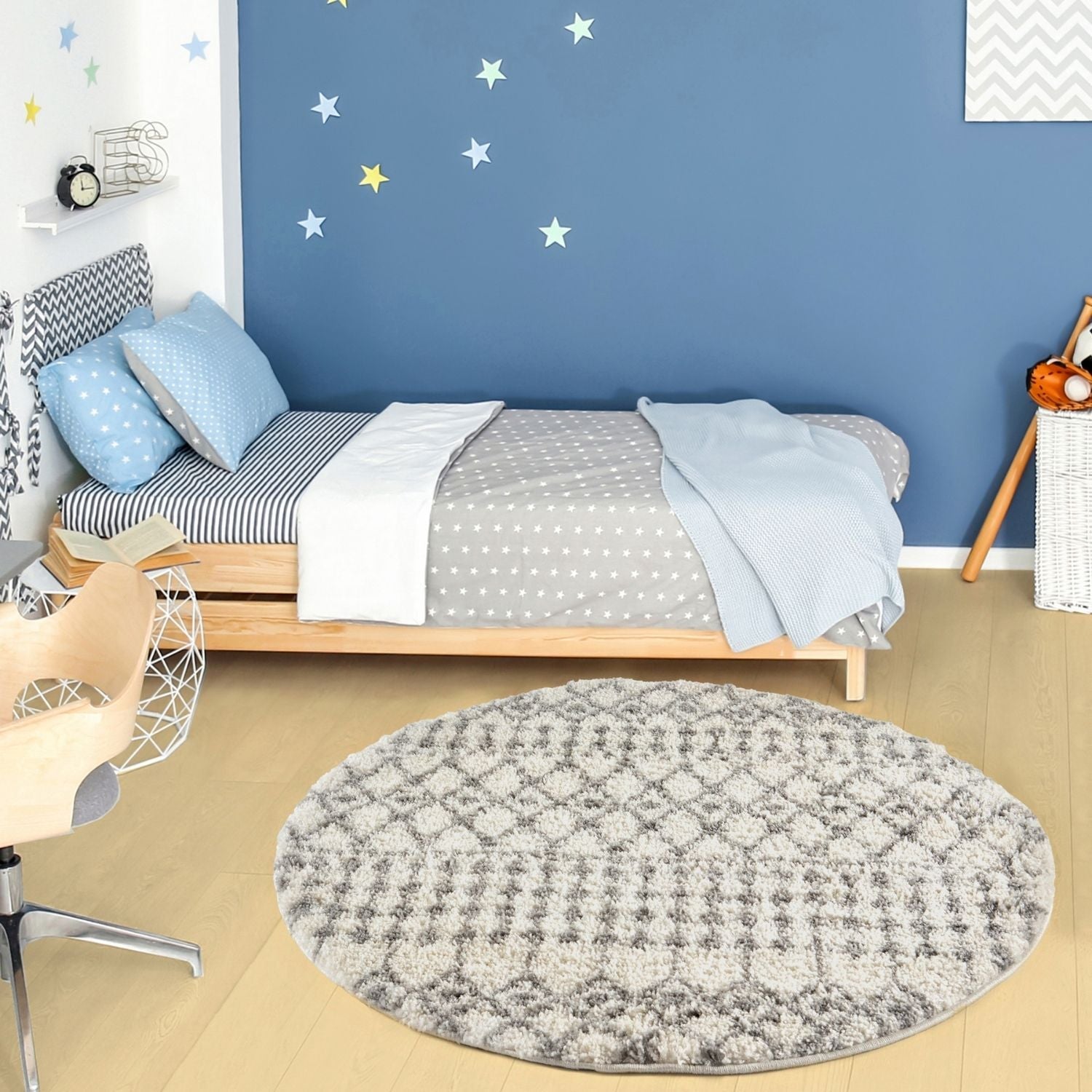 Moroccan Ivory Grey Shaggy Rug | 1000 - Bargainia.com - 