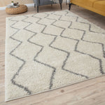 Moroccan Ivory Grey Shaggy Rug | 800 - Bargainia.com - 