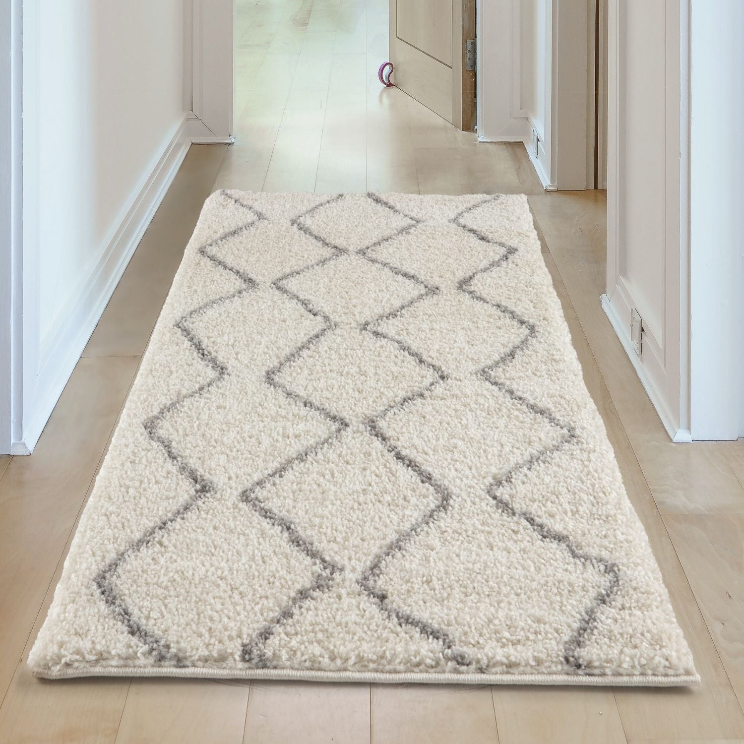 Moroccan Ivory Grey Shaggy Rug | 800 - Bargainia.com - 5056584513486 - 3454