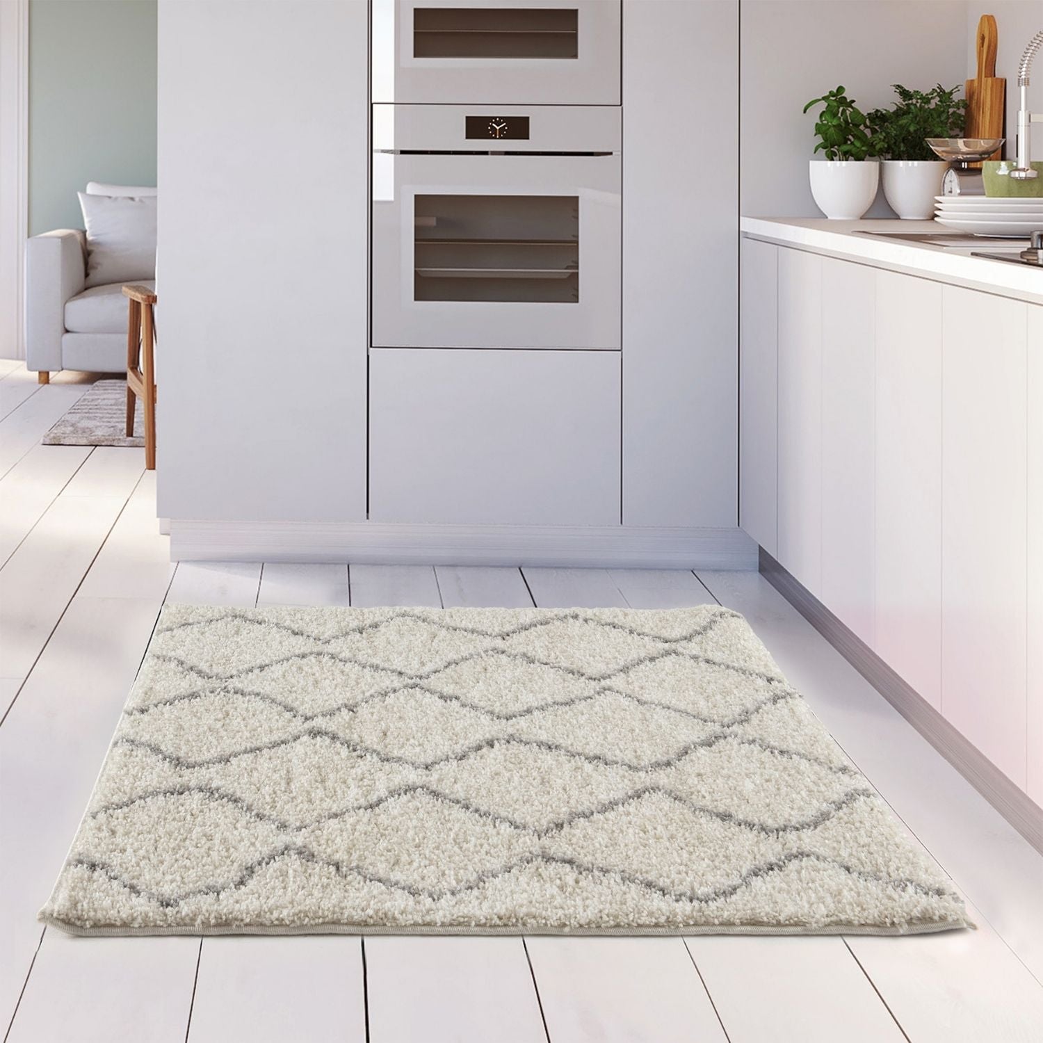 Moroccan Ivory Grey Shaggy Rug | 800 - Bargainia.com - 5056584513707 - 3457