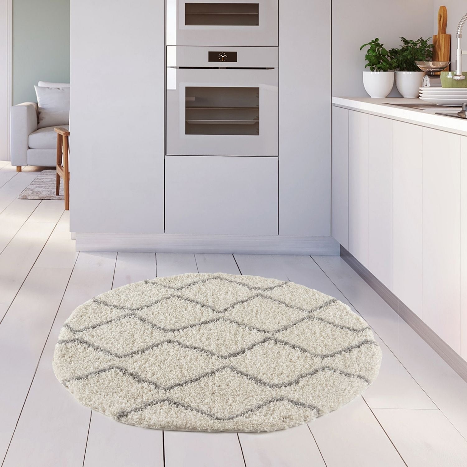 Moroccan Ivory Grey Shaggy Rug | 800 - Bargainia.com - 5056584513820 - 3456