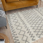 Moroccan Ivory Grey Shaggy Rug | 900 - Bargainia.com - 