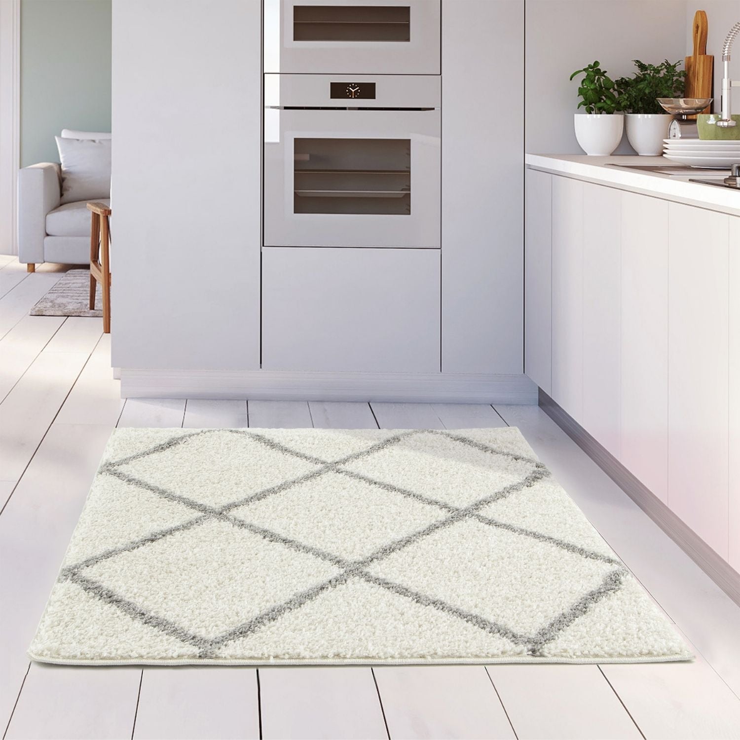 Moroccan Ivory Shaggy Rug | 500 - Bargainia.com - 5056584503173 - 3163