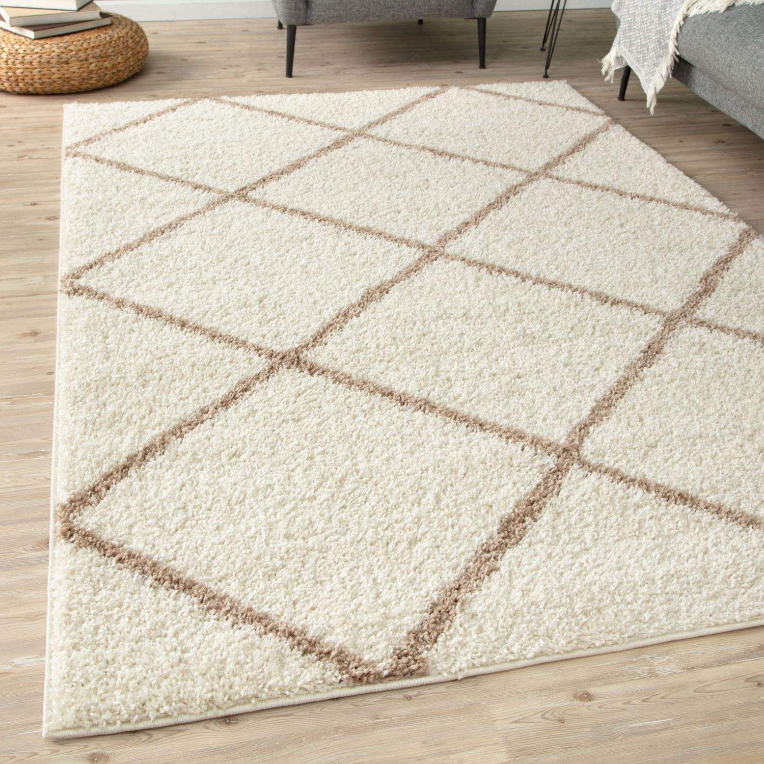 Moroccan Ivory Shaggy Rug | 530 - Bargainia.com - 5056584503029 - 3190