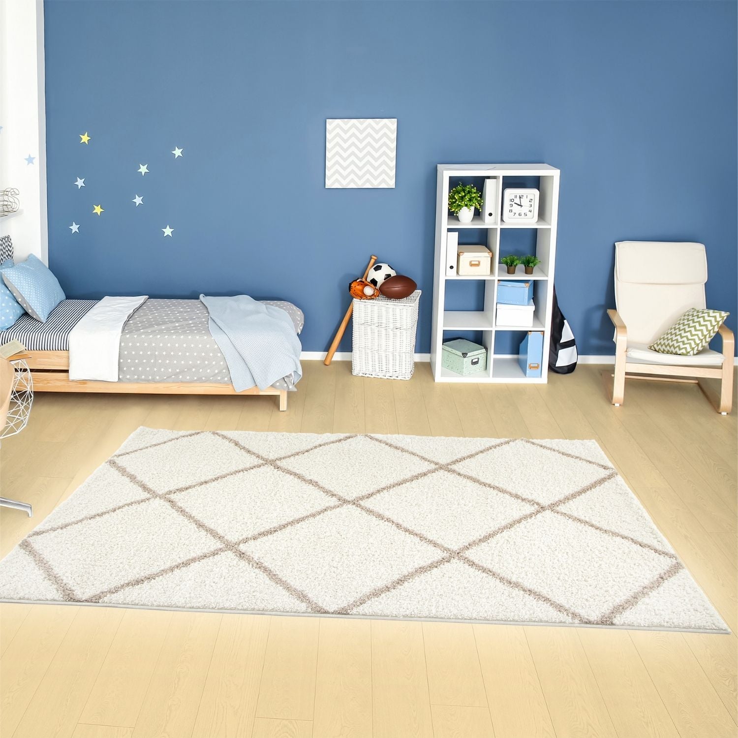 Moroccan Ivory Shaggy Rug | 530 - Bargainia.com - 5056584503029 - 3190