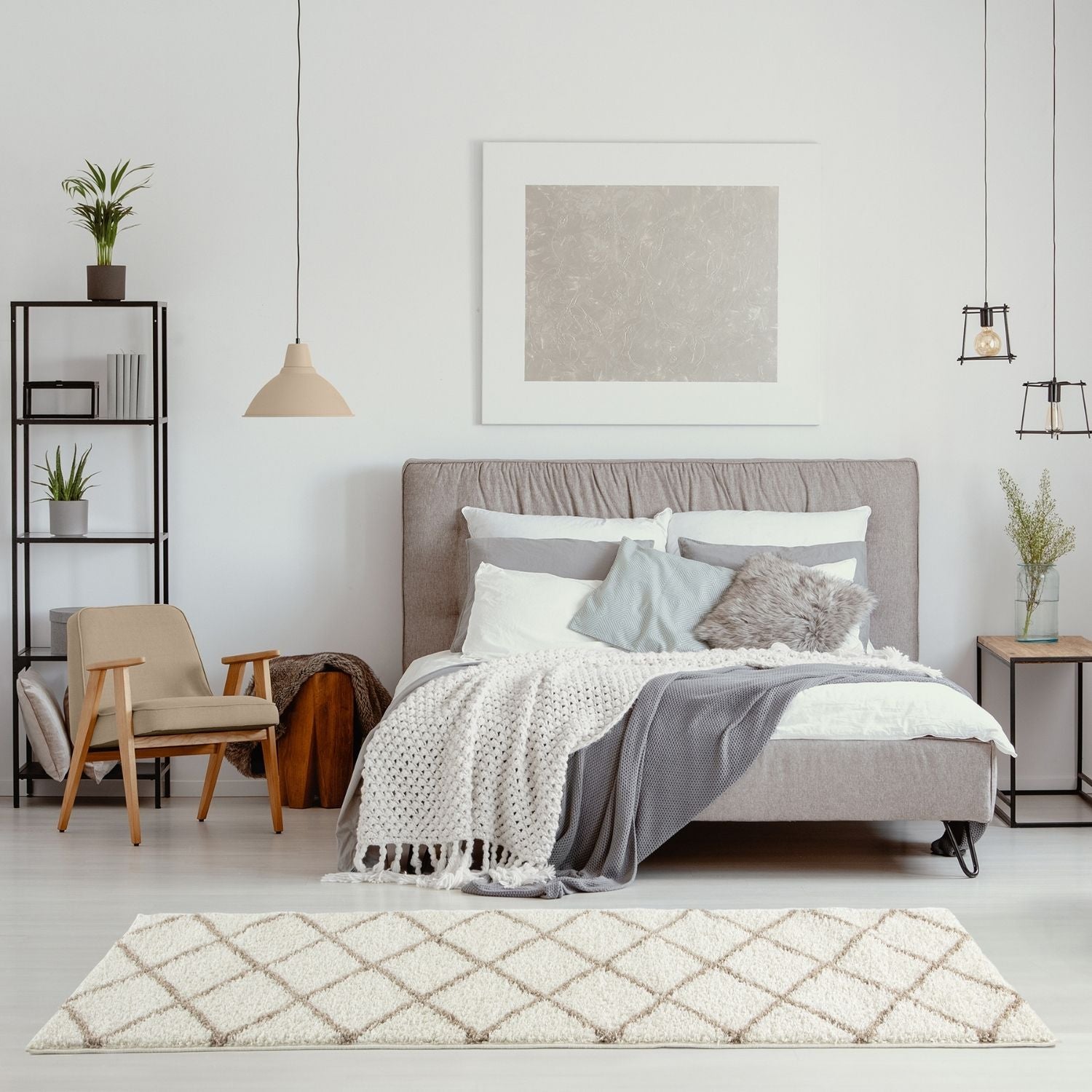 Moroccan Ivory Shaggy Rug | 530 - Bargainia.com - 