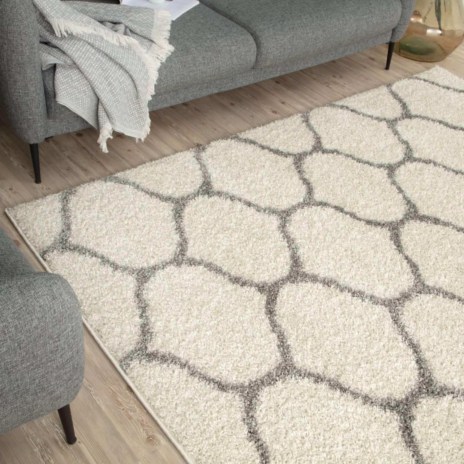 Moroccan Ivory Shaggy Rug | 600 - Bargainia.com - 