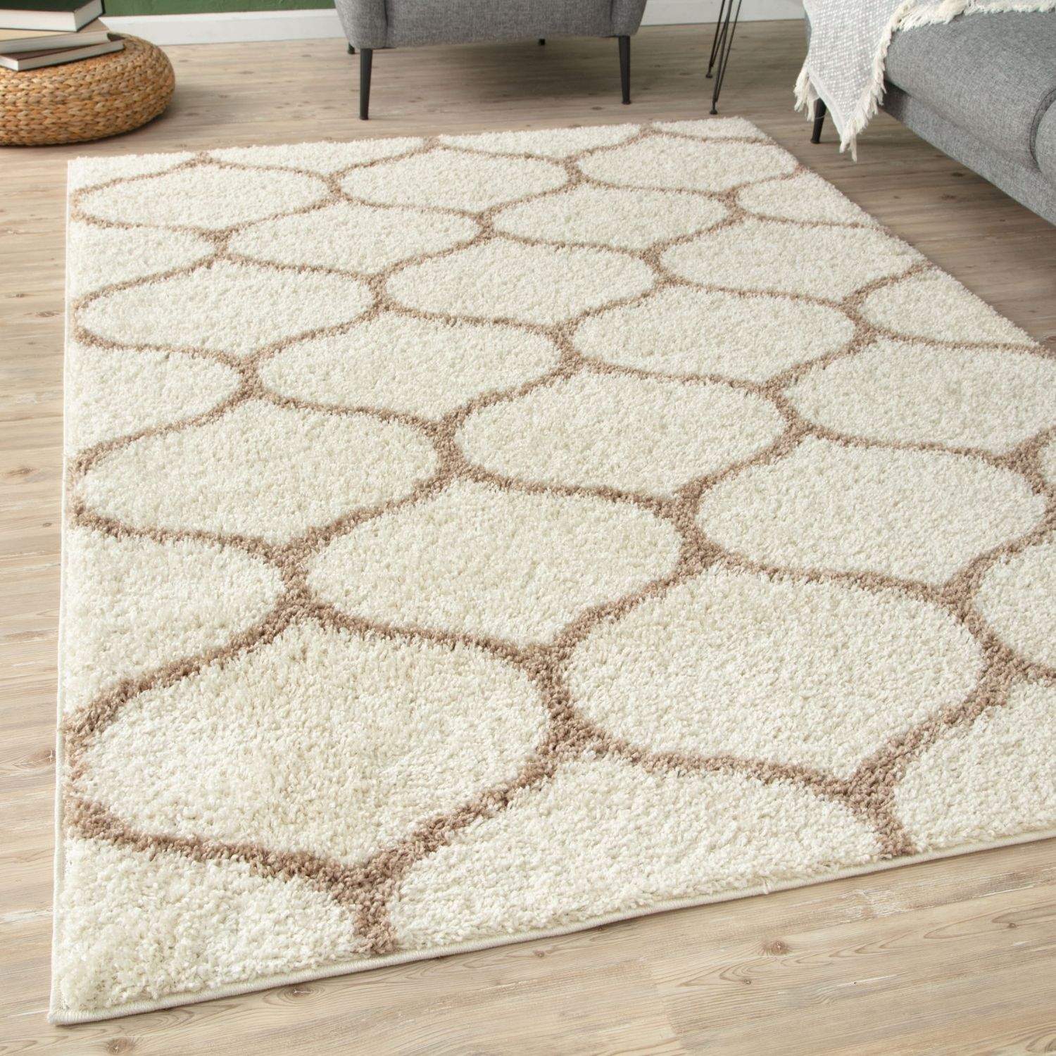 Moroccan Ivory Shaggy Rug | 630 - Bargainia.com - 5056584503623 - 3250