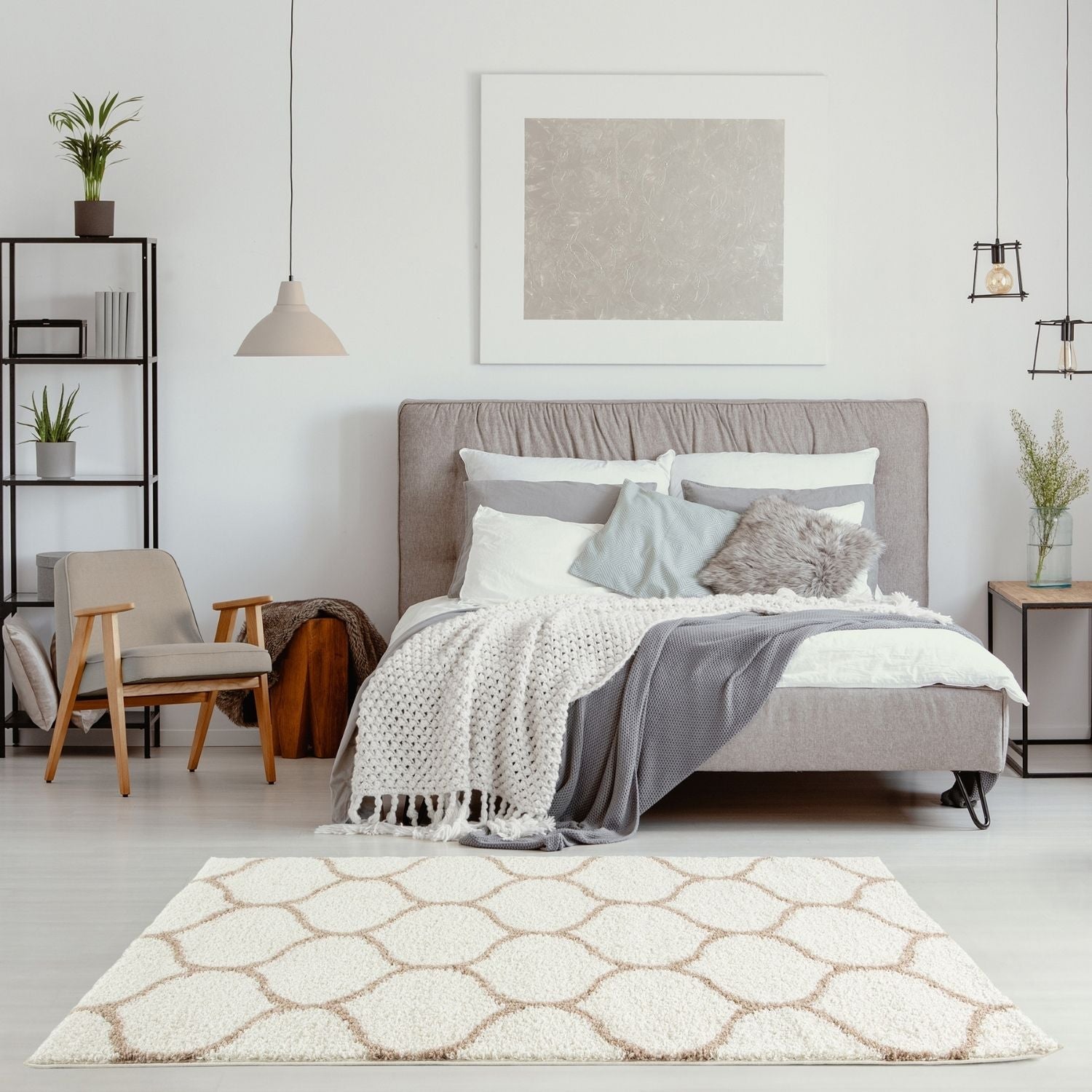 Moroccan Ivory Shaggy Rug | 630 - Bargainia.com - 5056584503623 - 3250