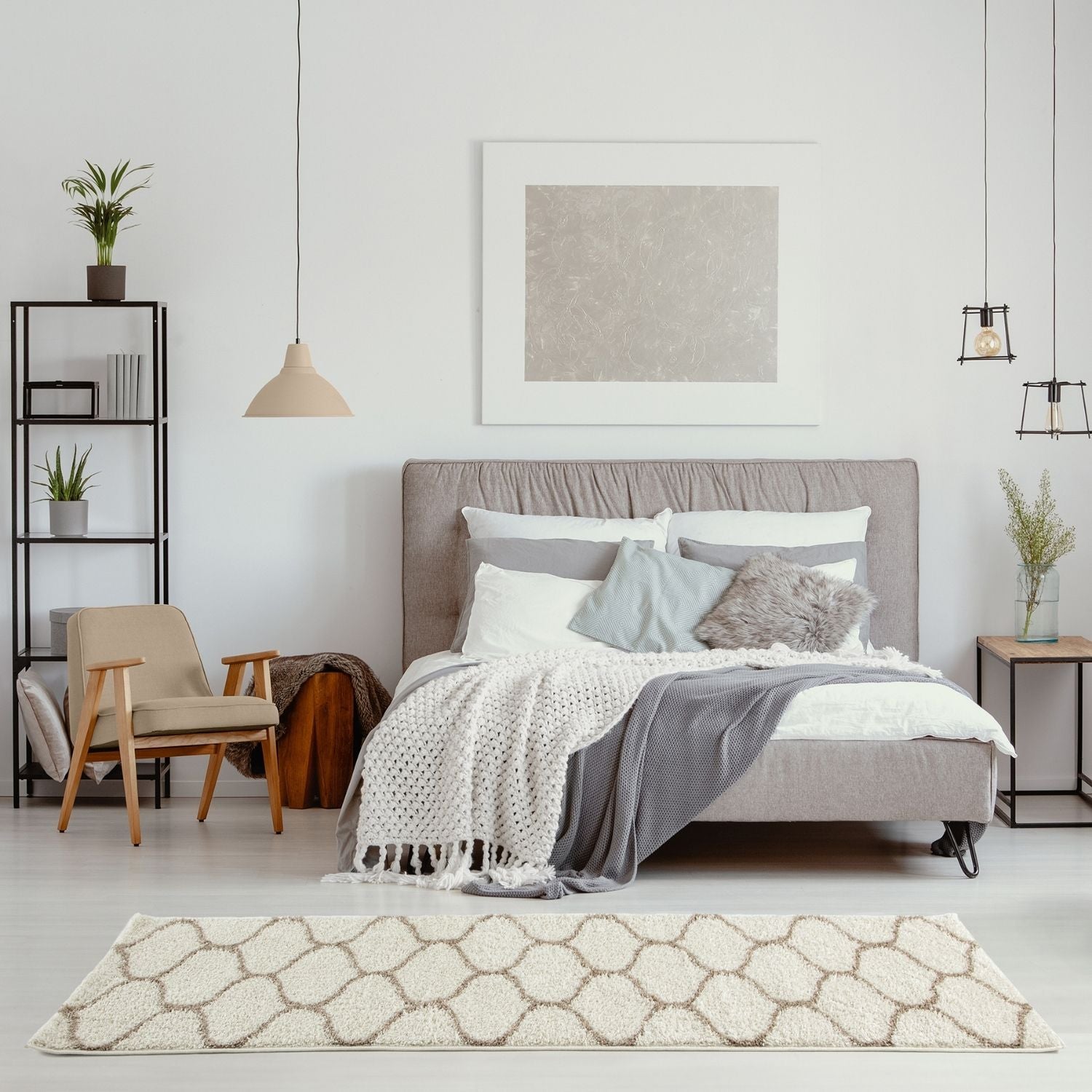 Moroccan Ivory Shaggy Rug | 630 - Bargainia.com - 5056584503746 - 3252