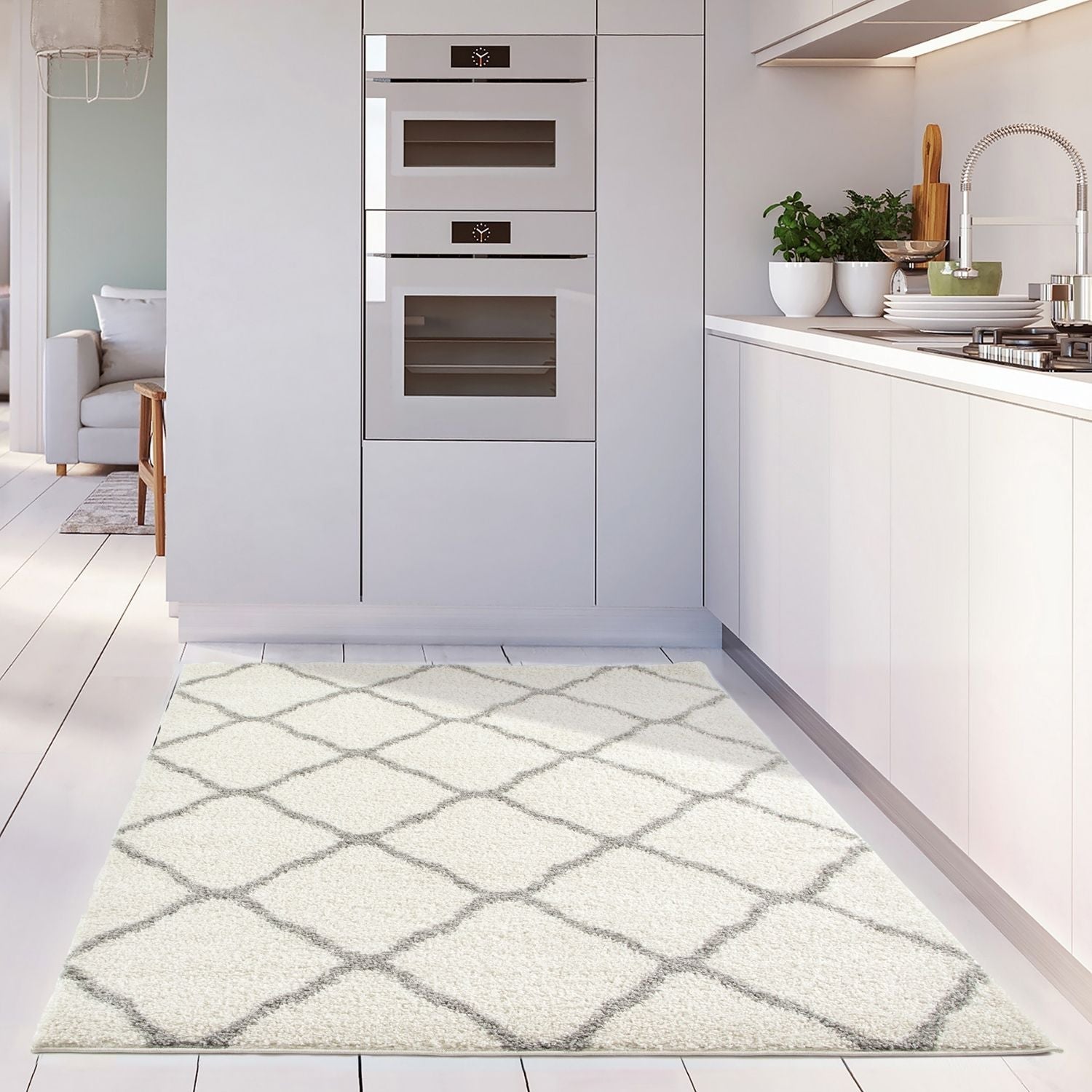 Moroccan Ivory Shaggy Rug | 700 - Bargainia.com - 