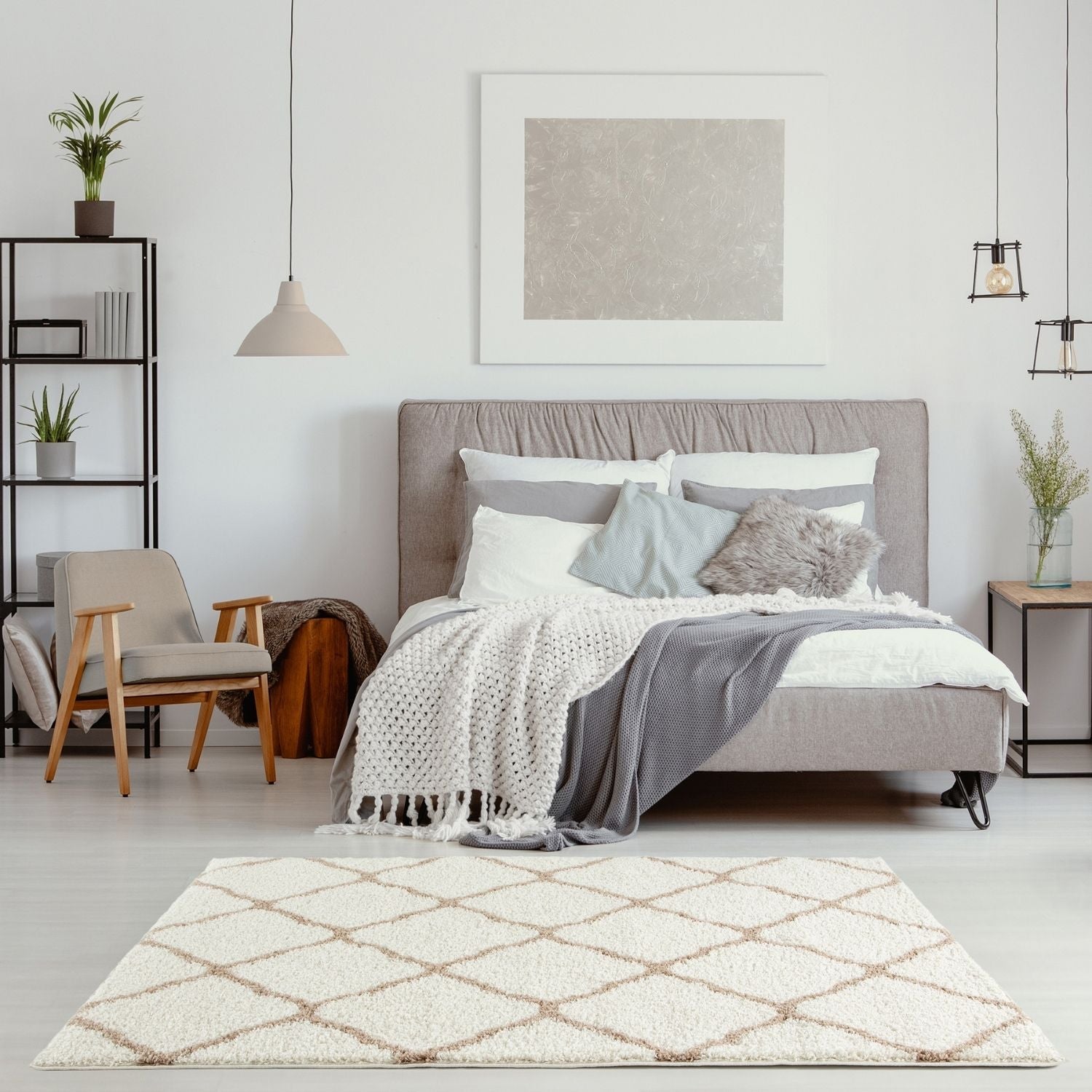 Moroccan Ivory Shaggy Rug | 730 - Bargainia.com - 