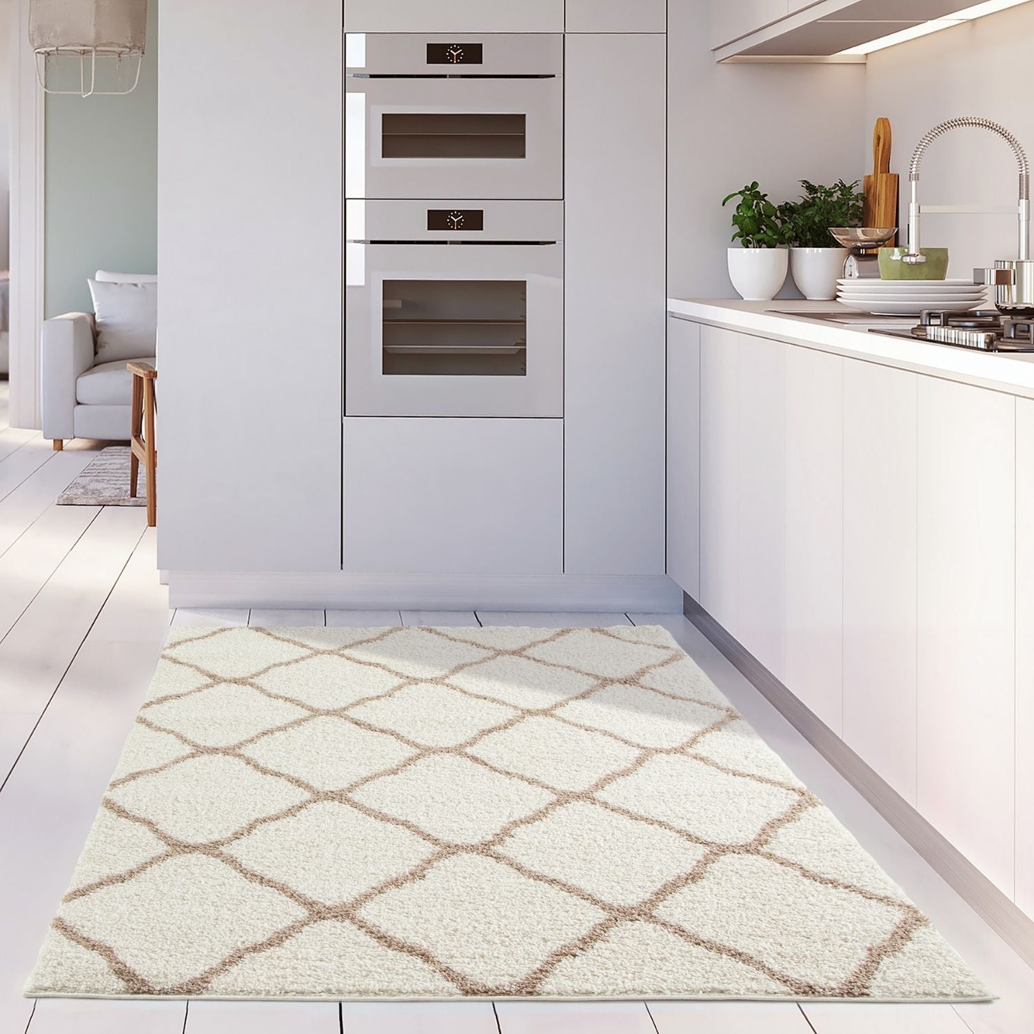 Moroccan Ivory Shaggy Rug | 730 - Bargainia.com - 5056584504224 - 3310