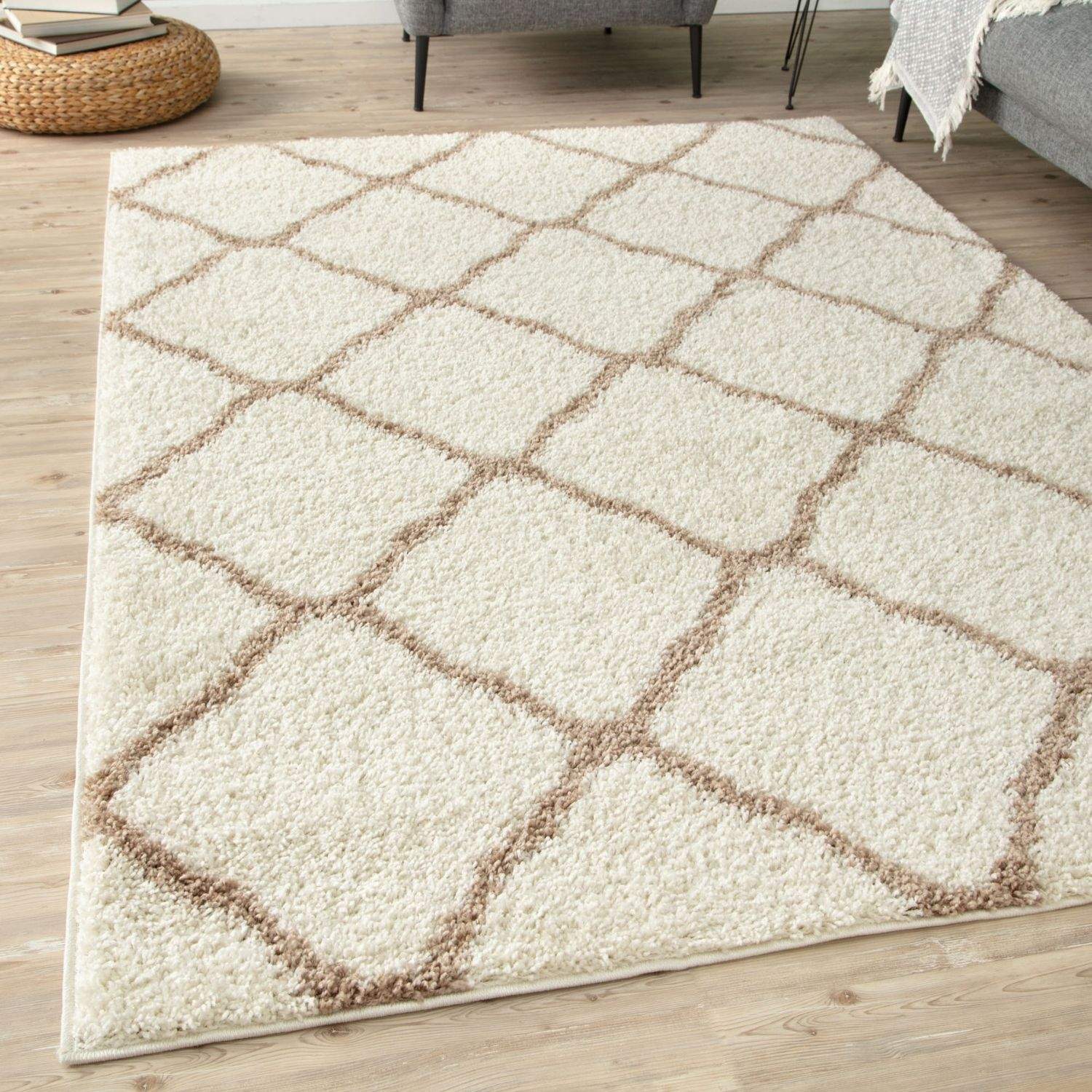Moroccan Ivory Shaggy Rug | 730 - Bargainia.com - 5056584504224 - 3310