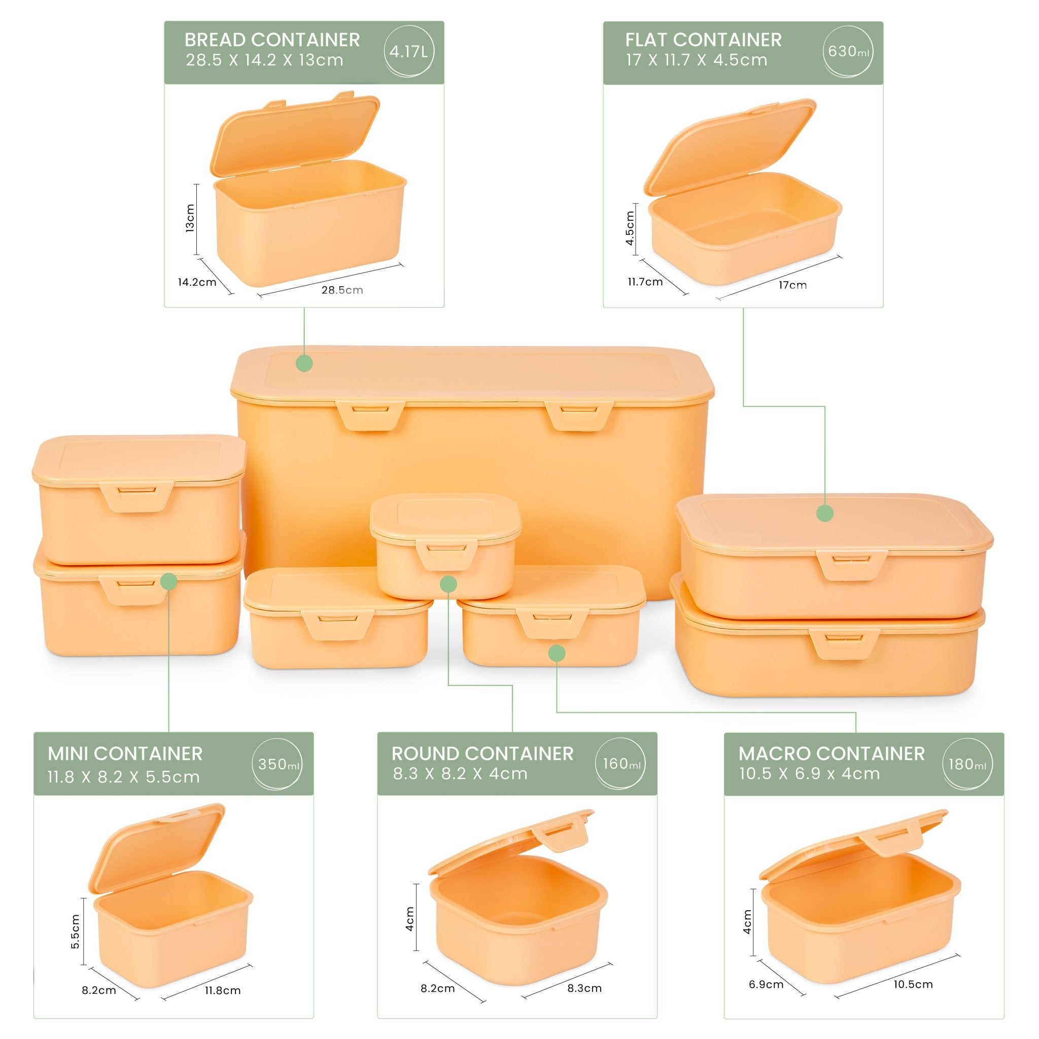 Food Storage Boxes - Orange - Set of 8 - only5pounds.com