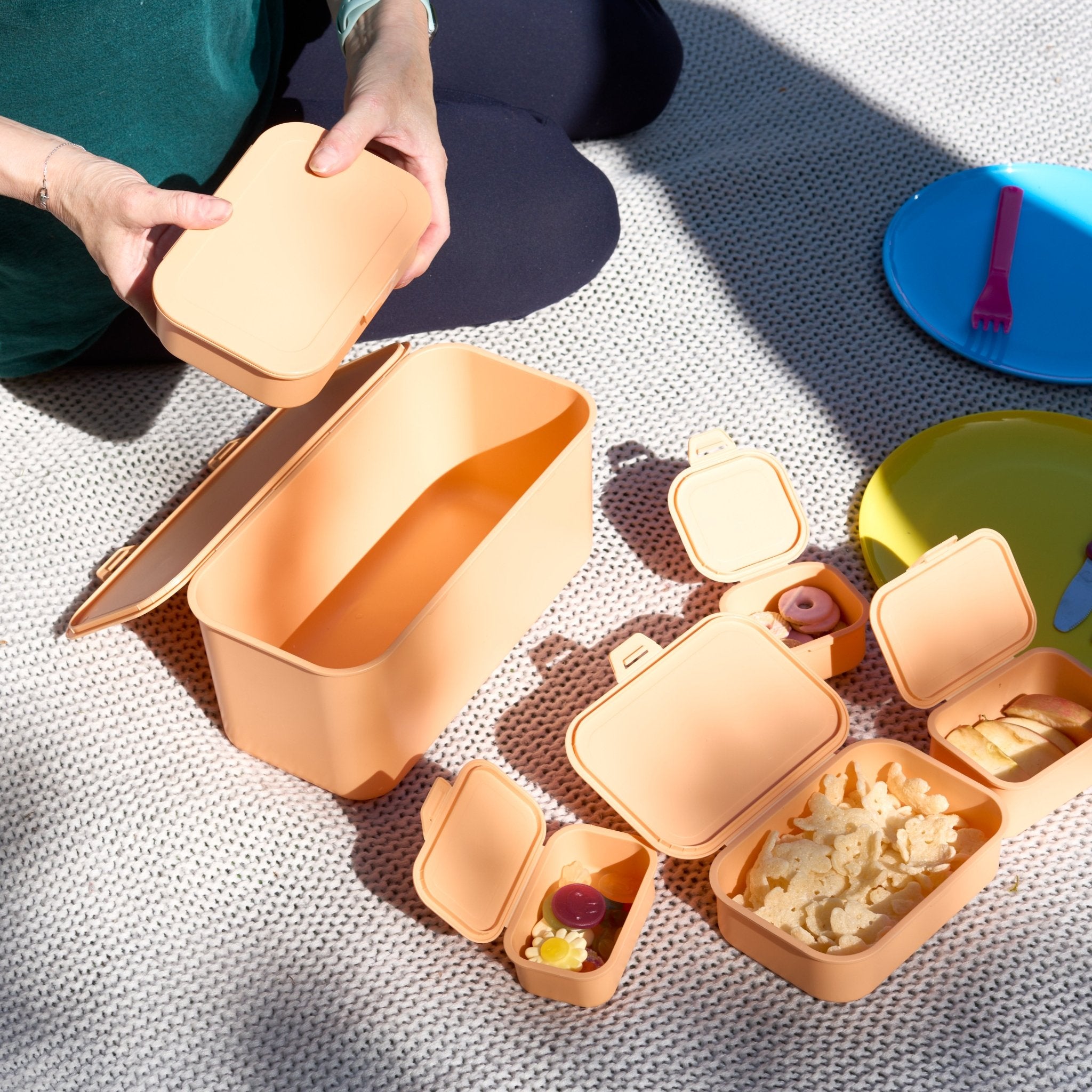 Multi Function Plastic (BPA Free) Storage Boxes With Attached Lids - Orange - Set of 8 Clearance