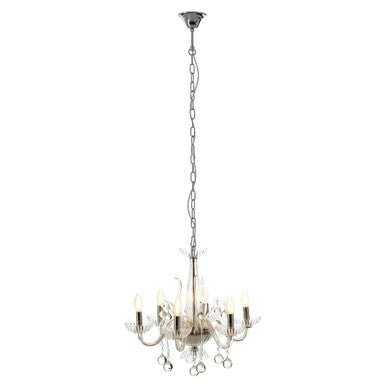 Murano 6 Bulb Clear Crystal Chandelier - Bargainia.com - 5018705397313