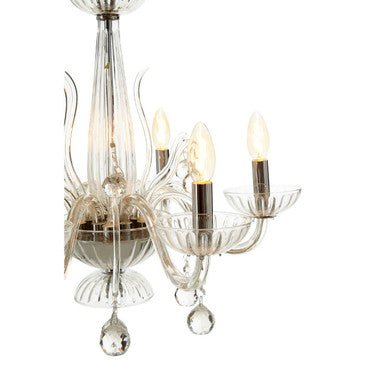 Murano 6 Bulb Clear Crystal Chandelier - Bargainia.com - 5018705397313