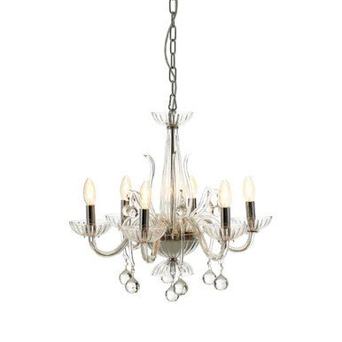 Murano 6 Bulb Clear Crystal Chandelier - Bargainia.com - 5018705397313