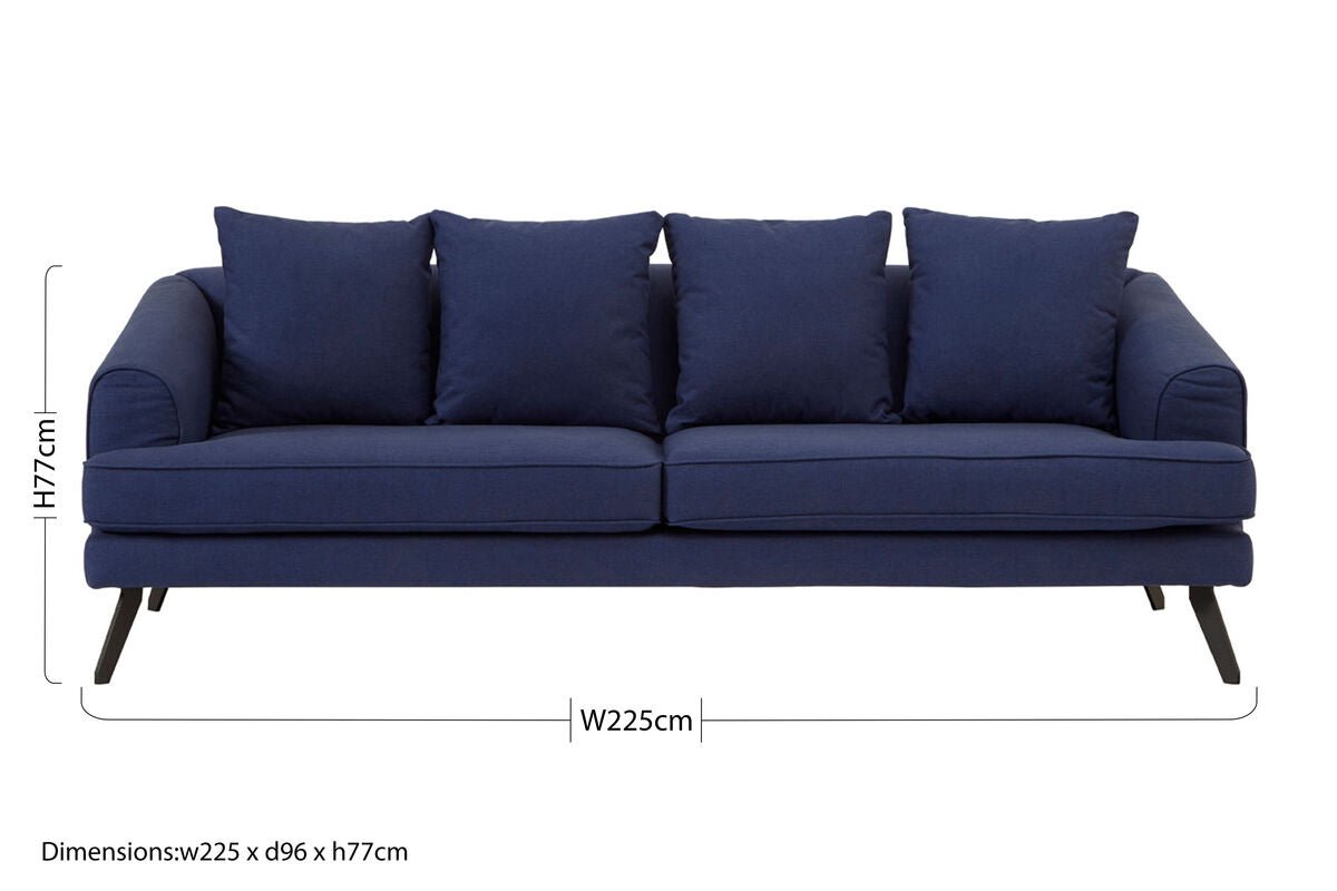 Mylo 3 Seater Navy Fabric Sofa - Bargainia.com - 