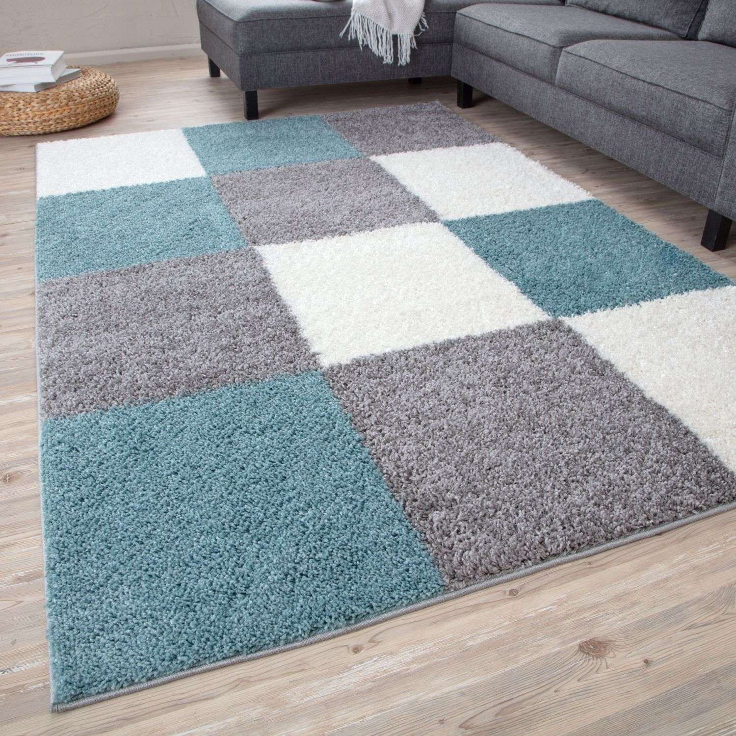 Myshaggy Geometric Duck Egg Blue Rug - Bargainia.com - 