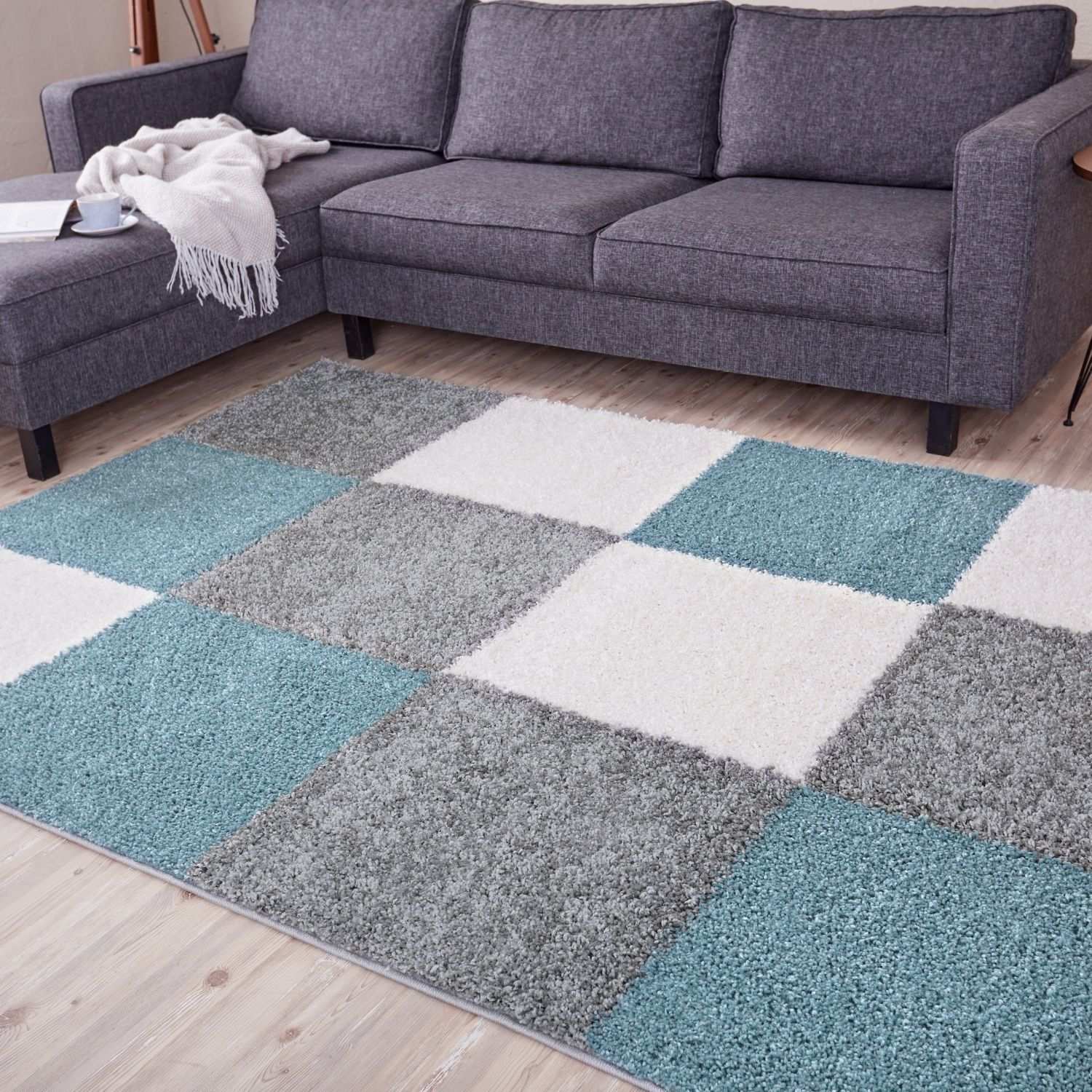 Myshaggy Geometric Duck Egg Blue Rug - Bargainia.com - 5060912234561 - 2935