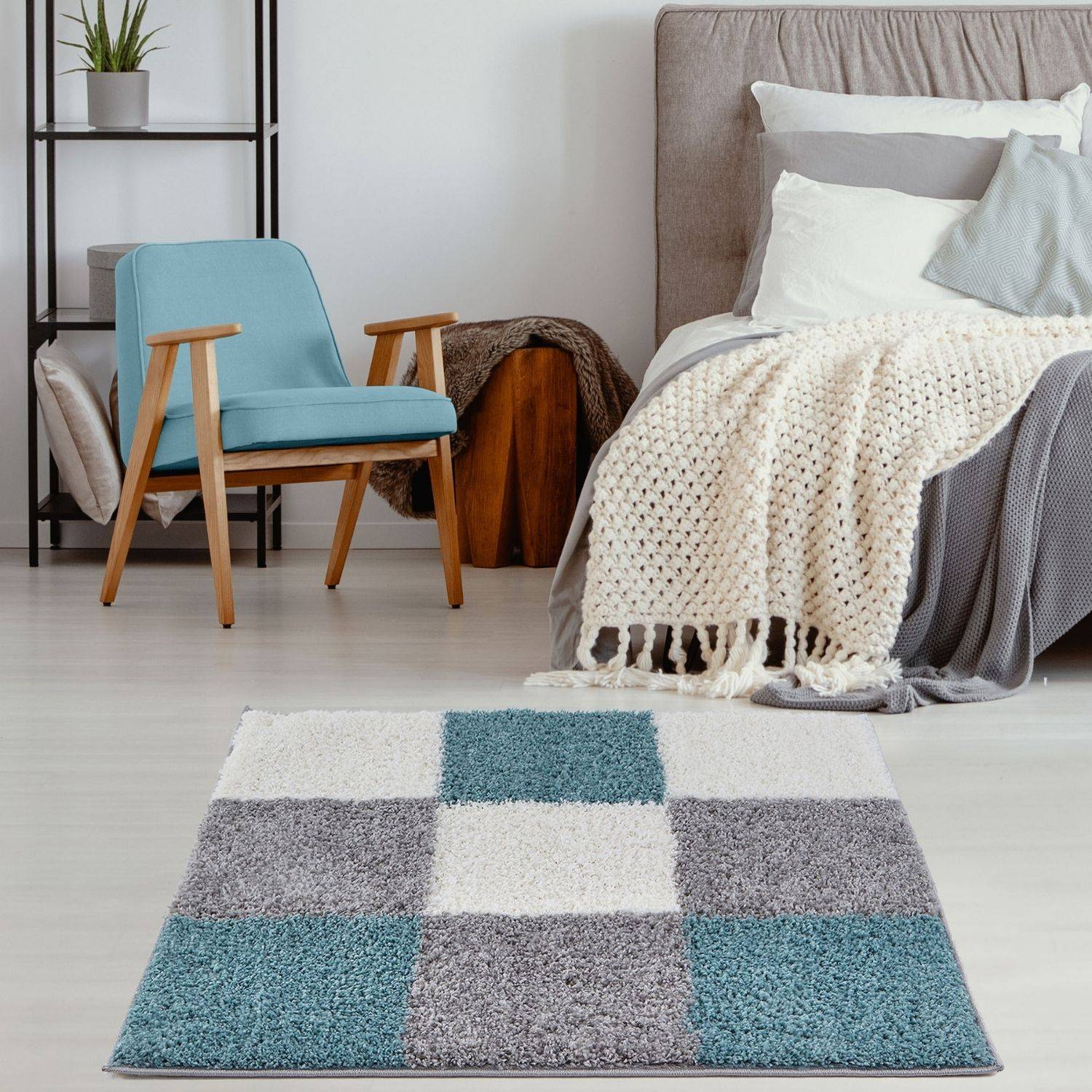 Myshaggy Geometric Duck Egg Blue Rug - Bargainia.com - 