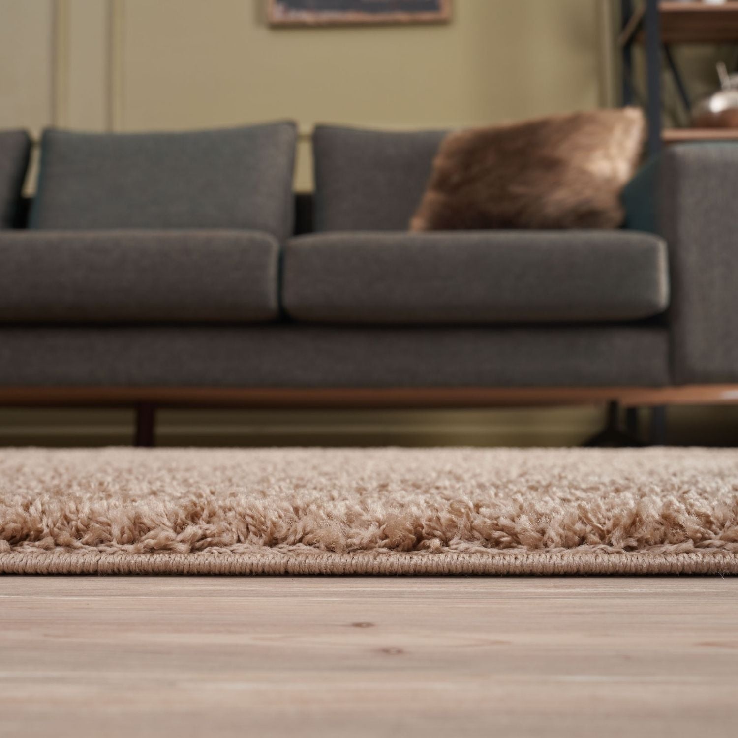 Myshaggy Solid Beige Rug - Bargainia.com - 