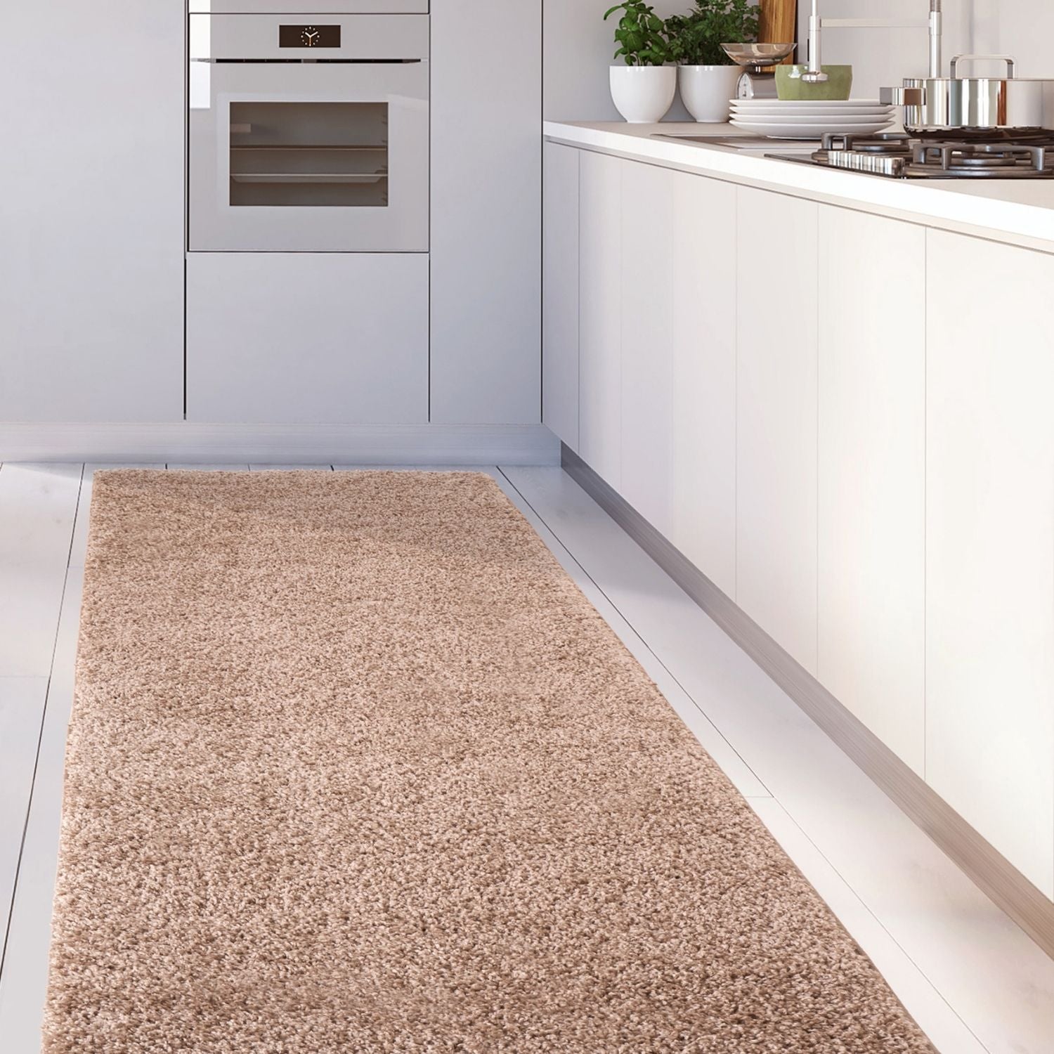 Myshaggy Solid Beige Rug - Bargainia.com - 