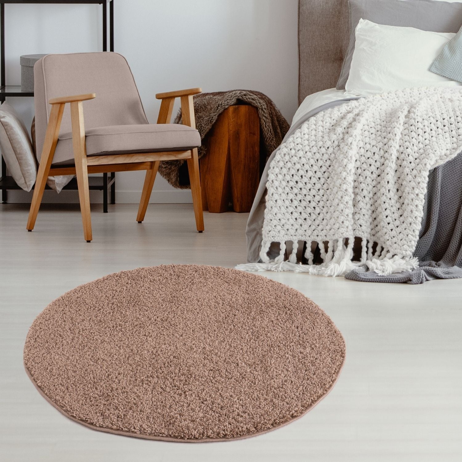 Myshaggy Solid Beige Rug - Bargainia.com - 