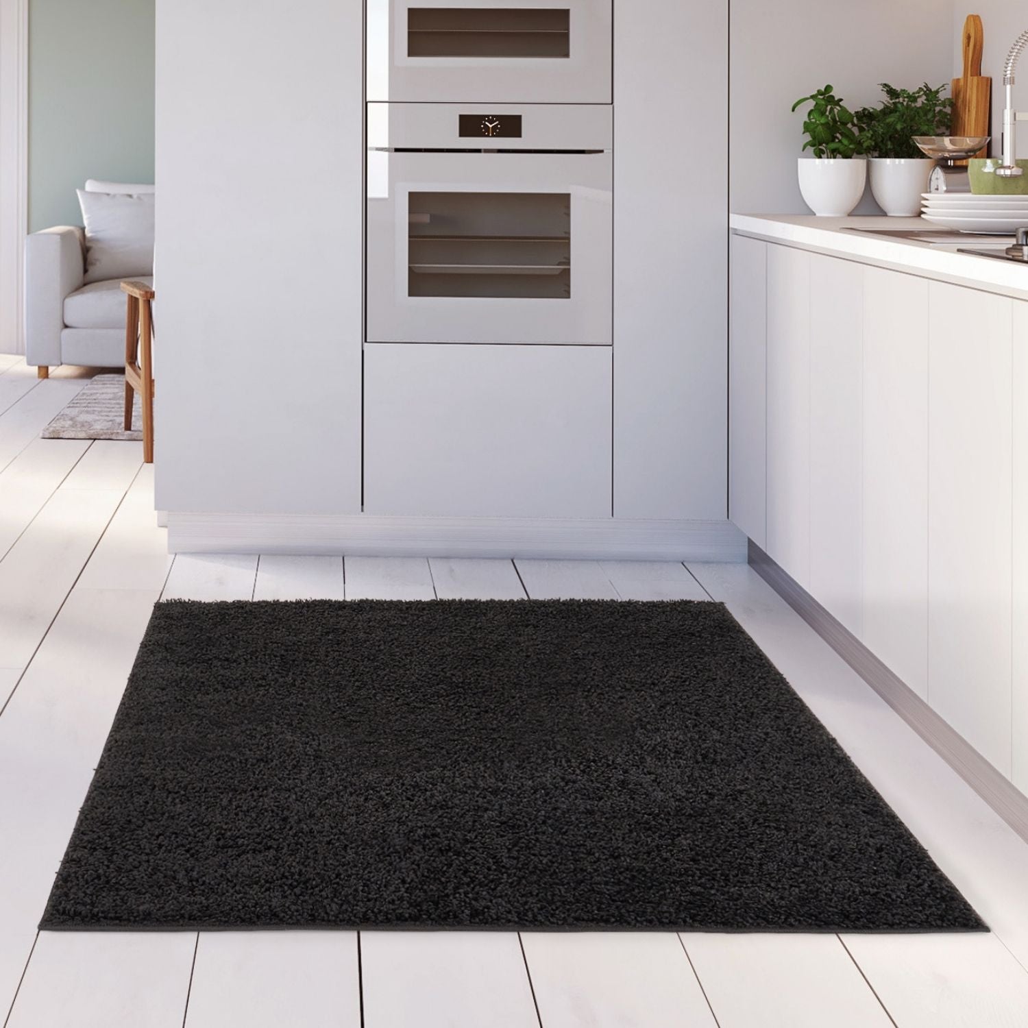 Myshaggy Solid Black Rug - Bargainia.com - 