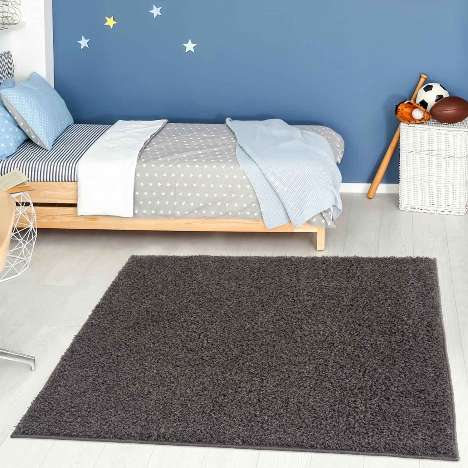 Myshaggy Solid Dark Grey Rug - Bargainia.com - 