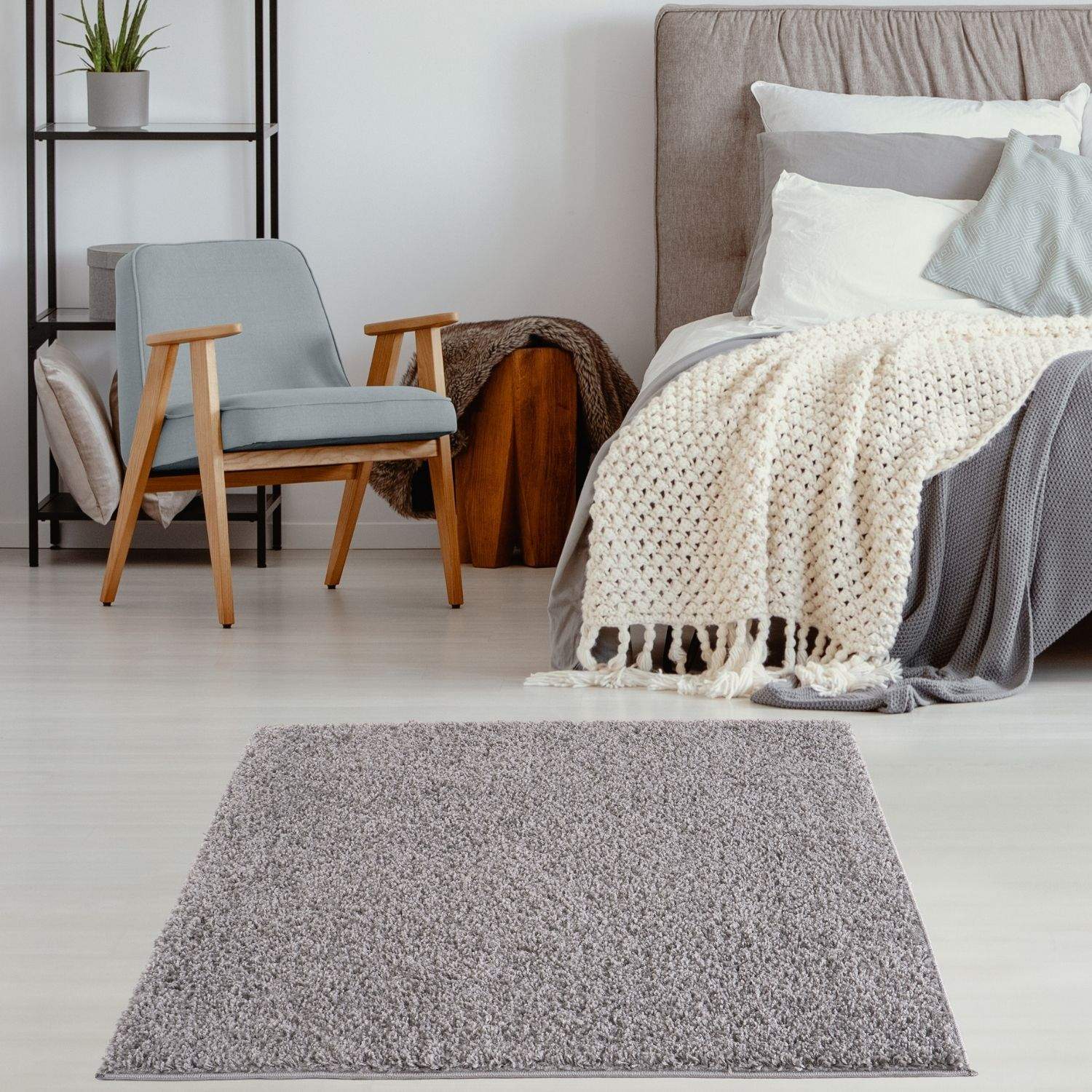 Myshaggy Solid Grey Rug - Bargainia.com - 