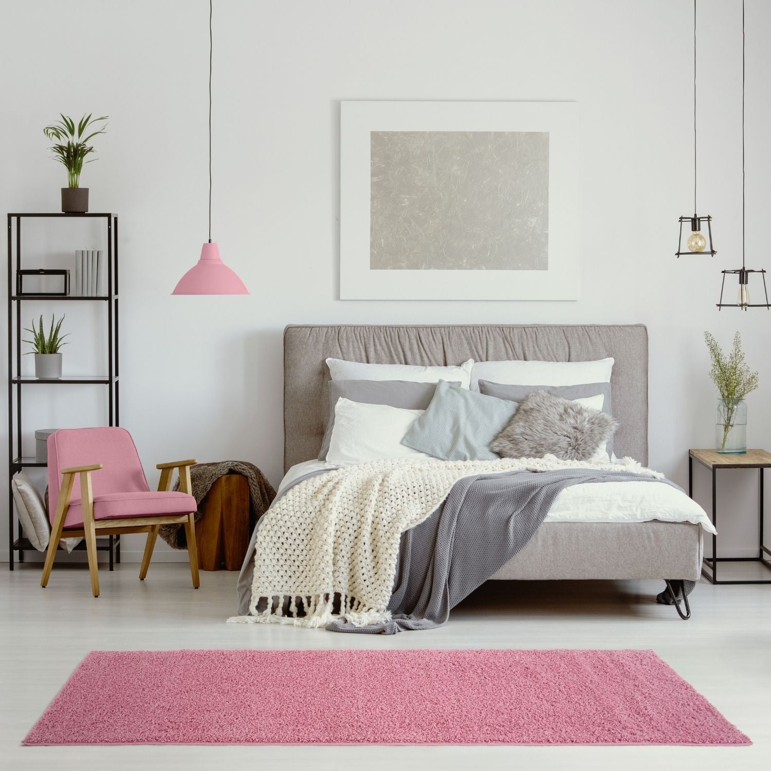 Myshaggy Solid Pink Rug - Bargainia.com - 