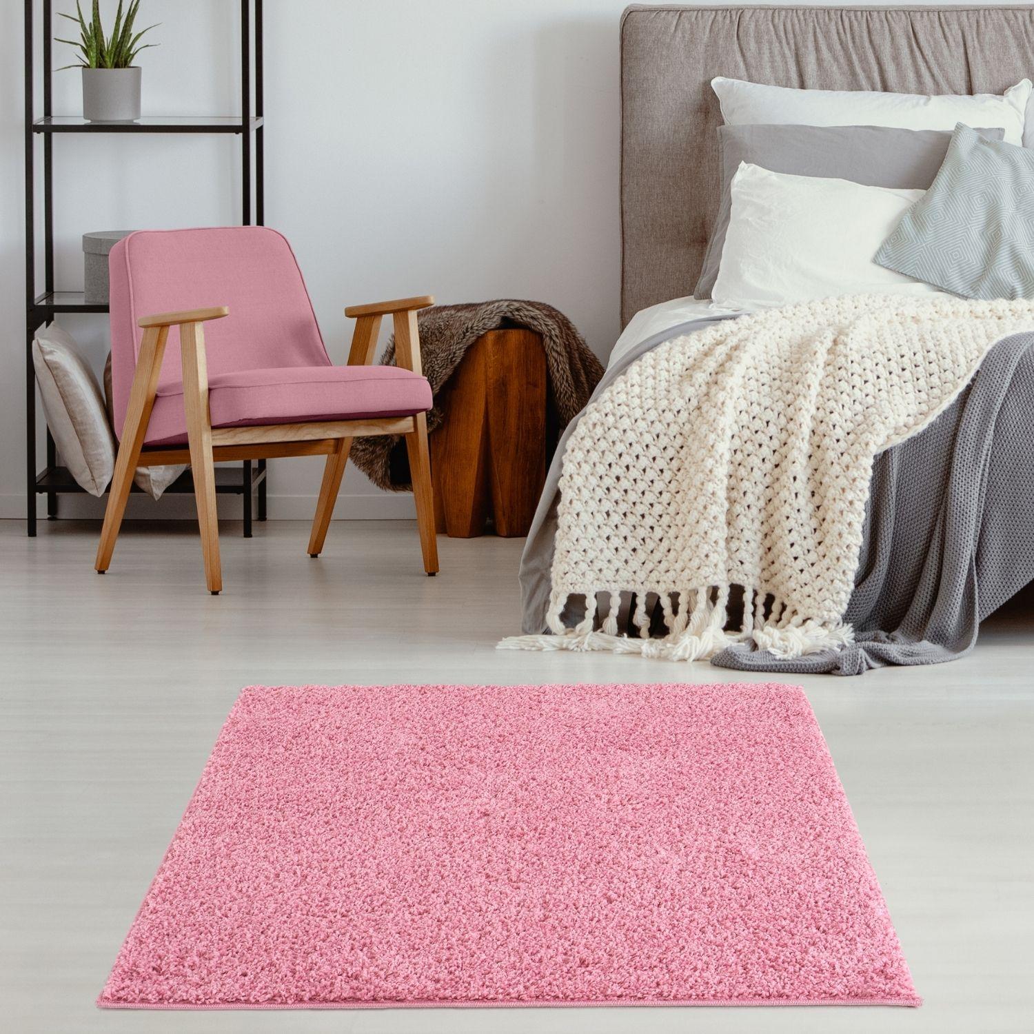 Myshaggy Solid Pink Rug - Bargainia.com - 