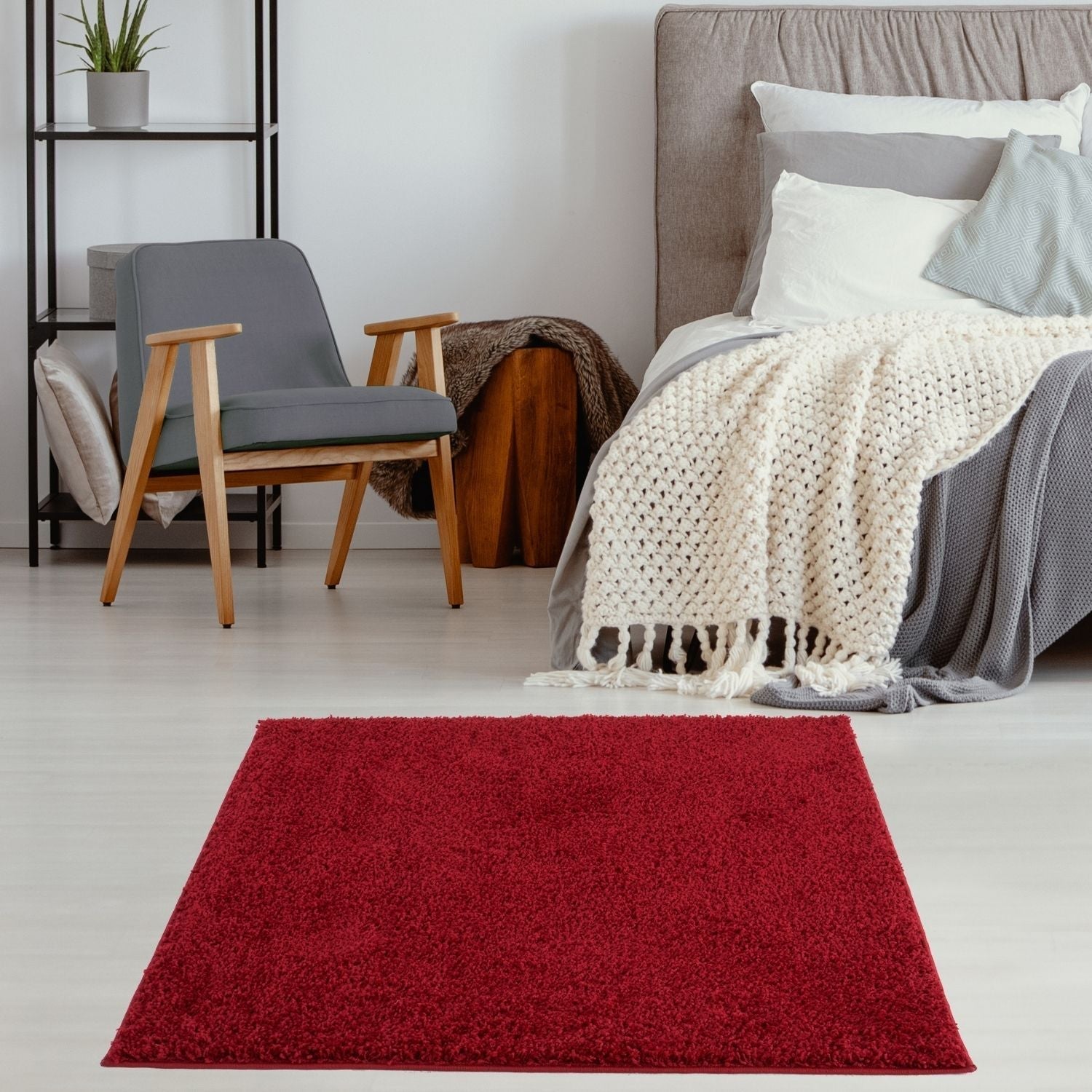 Myshaggy Solid Red Rug - Bargainia.com - 