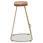 Nandri Acacia Wood and Antique Brass Bar Stool - Bargainia.com - 5018705499802