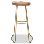 Nandri Acacia Wood and Antique Brass Bar Stool - Bargainia.com - 5018705499802