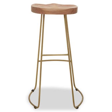 Nandri Acacia Wood and Antique Brass Bar Stool - Bargainia.com - 5018705499802