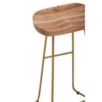 Nandri Acacia Wood and Antique Brass Bar Stool - Bargainia.com - 5018705499802