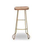 Nandri Acacia Wood and Antique Brass Bar Stool - Bargainia.com - 5018705499802