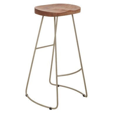 Nandri Acacia Wood and Antique Silver Bar Stool - Bargainia.com - 5018705499796