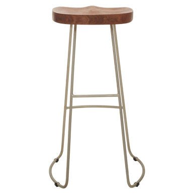 Nandri Acacia Wood and Antique Silver Bar Stool - Bargainia.com - 5018705499796