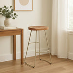 Nandri Acacia Wood and Antique Silver Bar Stool - Bargainia.com - 5018705499796